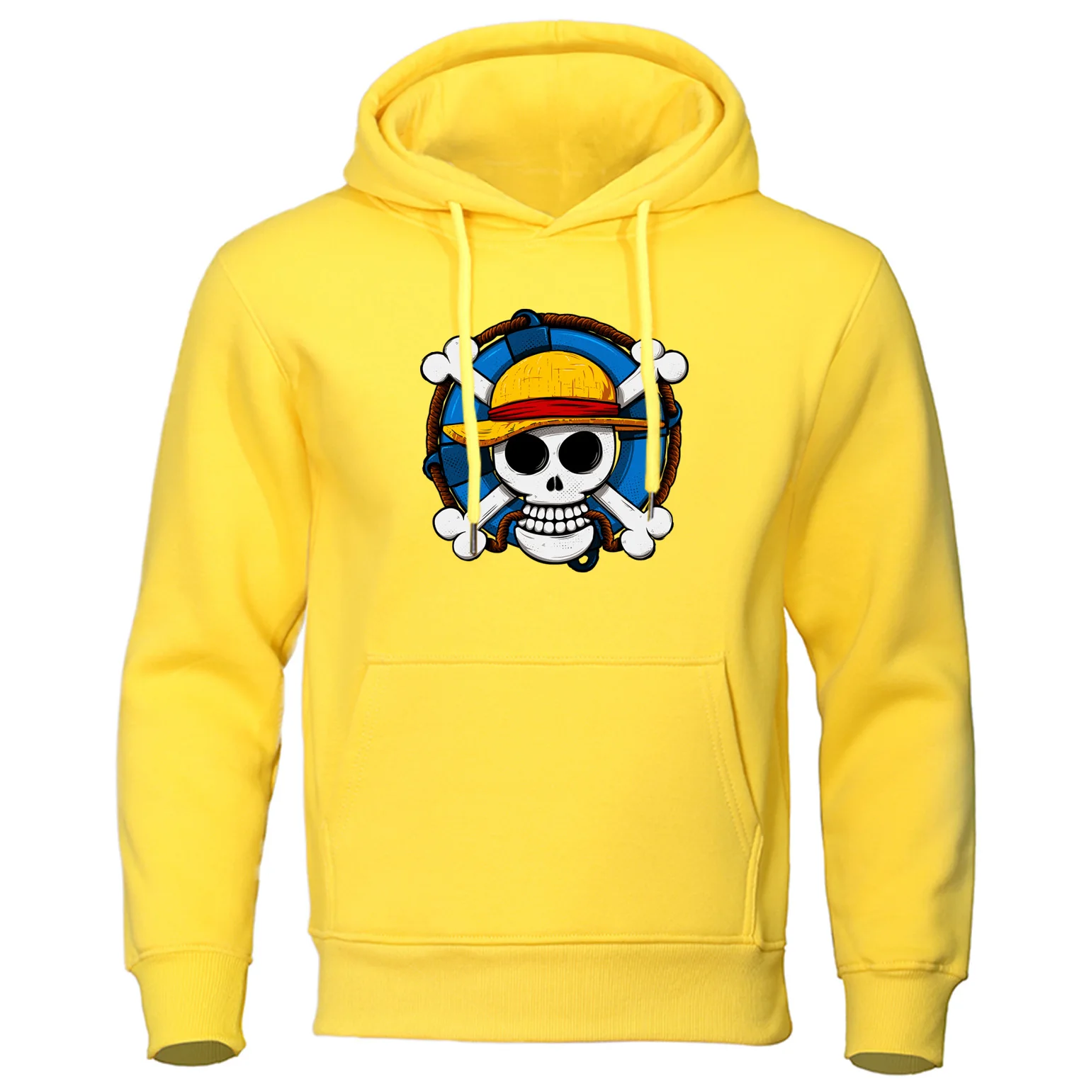Цельный осенний пуловер с черепом Луффи, мужские толстовки с капюшоном, свитшоты для мужчин, японское аниме, Harajuku, хип-хоп стиль, толстовки, пальто - Цвет: yellow 6