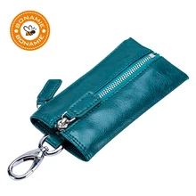 BONAMIE мужские ретро натуральные кожаные бумажники, ключи на молнии кошелек-брелок для ключей унисекс держатели ключей от автомобиля пряжка многофункциональный чехол для ключей портмоне