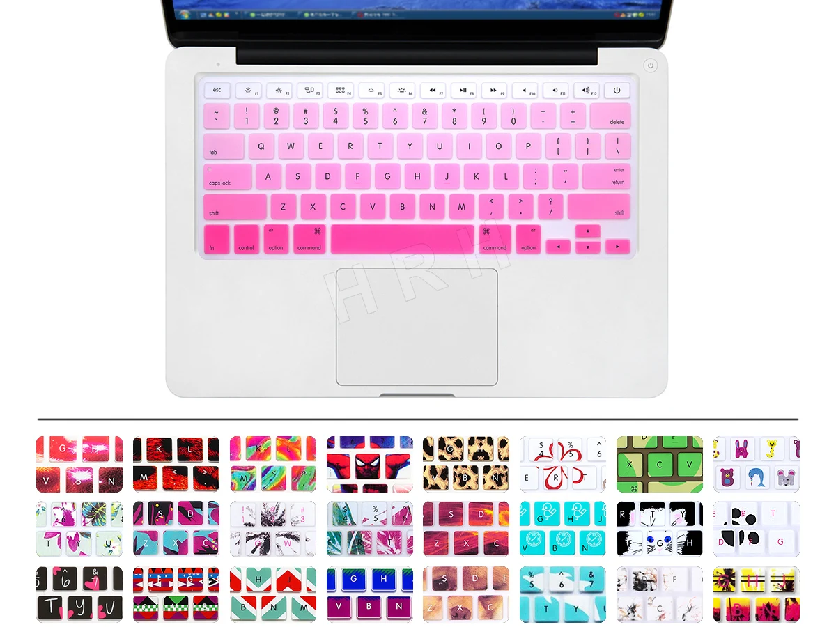 Радужная силиконовая наклейка HRH для клавиатуры США защитный чехол Mac book Pro 13 15 17 Air