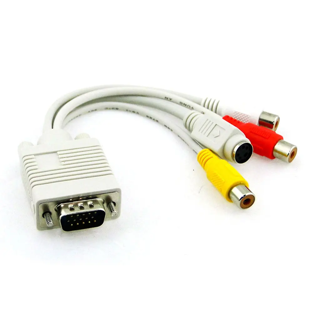 Высококачественный Черный Белый ПК VGA SVGA в S Video 3 RCA композитный HD AV ТВ выход