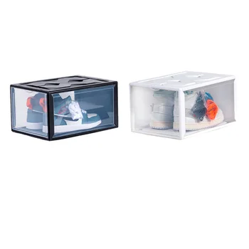 

1pc Transparent Plastic Basketball Shoe Box Shoe Cabinet Sturdy Shoes Container for Home Store Use (Black)