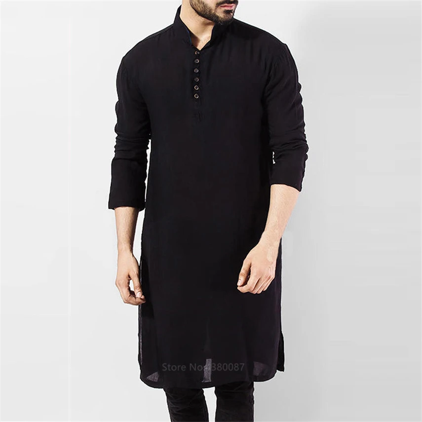 Islamic Clothing for Muslim Fashion Man Long Robes Solid Long Sleeve Arabic Arab Simple Casual Mens