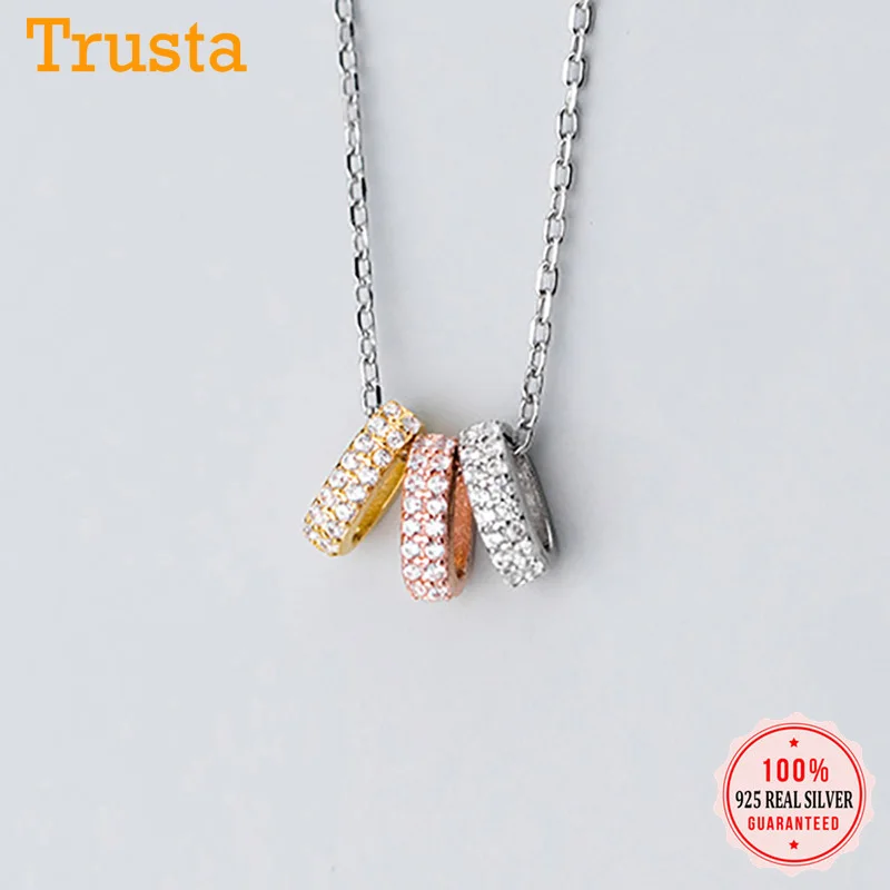 Trusta 925 Sterling Silver Necklace CZ Stone Pendant Girls Birthday Gift Women Necklaces Jewelry DS2360 | Украшения и аксессуары