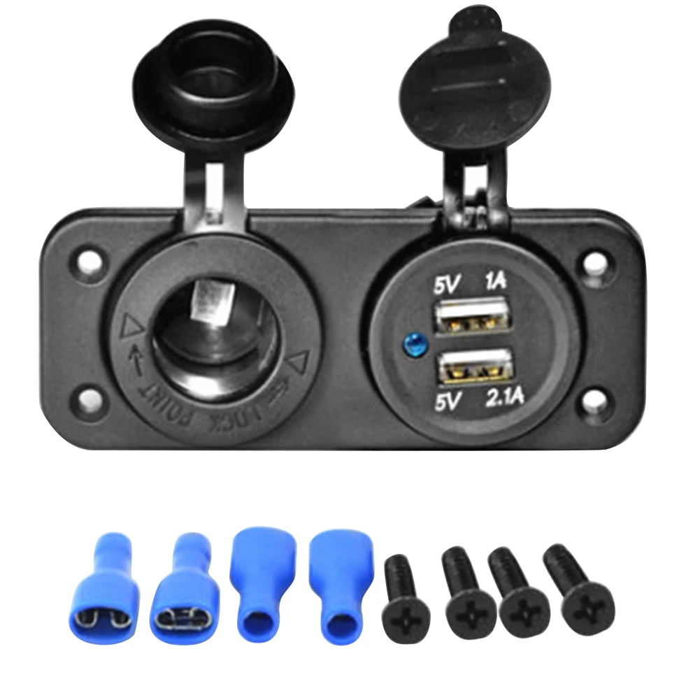 5V 2.1A 12V Dual USB Автомобильное зарядное устройство с панелью водонепроницаемый