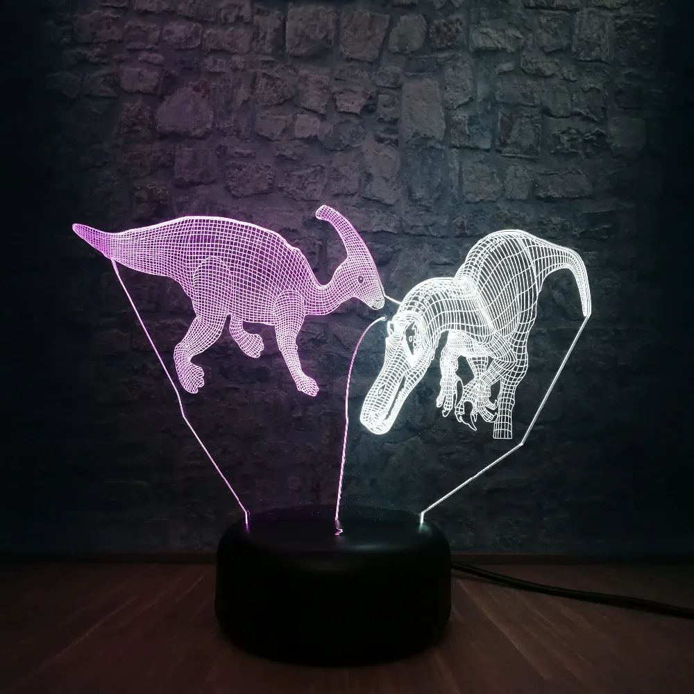 3D ночной Светильник для создания уютной атмосферы Touch смешанные цвета животных Динозавр USB RGB Blub настольная лампа для сна светодиодный Декор игрушки Праздничные подарки для мальчиков