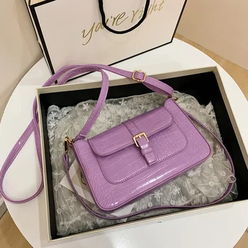 

bags for women 2020 luxury bag Fashion solid leather crocodile pattern outer pocket design women's Shoulder Messenger Bag