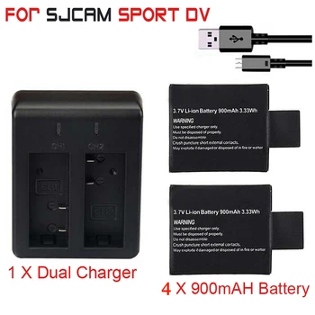 

4Pcs 900mAh 3.7V Li-ion Rechargeable Battery + Charger For SJCAM SJ4000 SJ5000 SJ6000 WIFI Action Camera Discount Outfit