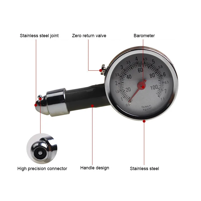 Измерение давления в шинах, автомобильные аксессуары из нержавеющей стали, автомобильный мотоцикл, велосипедный циферблат, измерительный инструмент для декорирования шин