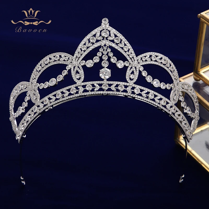 

Woman Royal Princess Full Zircon Bride Tiaras Crystals Zircon Bridal Crowns Tocado Novia Headband Wedding Hair Accessories