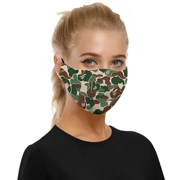 

1PC Camouflage Adult Mask + 2PCS Filters Washable Cotton Face Masks Adjustable Earloop Mouth Cover Unisex Mascarilla Camuflaje
