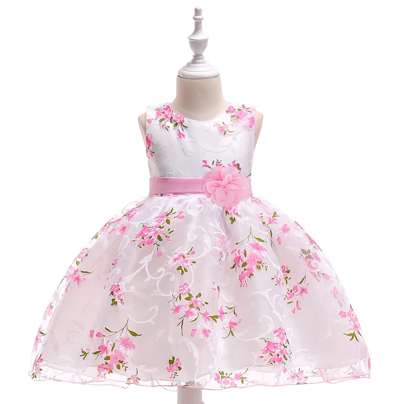Розничная ; платье с цветочным узором для девочек; свадебное платье с милой вышивкой для девочек-подростков; платье для причастия; платье для дня рождения; L1851 - Цвет: pink