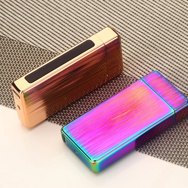 New Flameless Dual Arc Lighter Plasma Windproof Electronic USB Rechargeable Cigarette Smoking Lighter with Battery Indicator