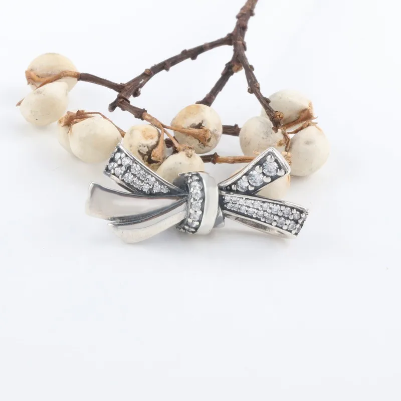 

Original 925 Sterling Silver Bead Gorgeous Silver Bow Beads Fit Pandora Women Bracelet & Necklace Diy Jewelry