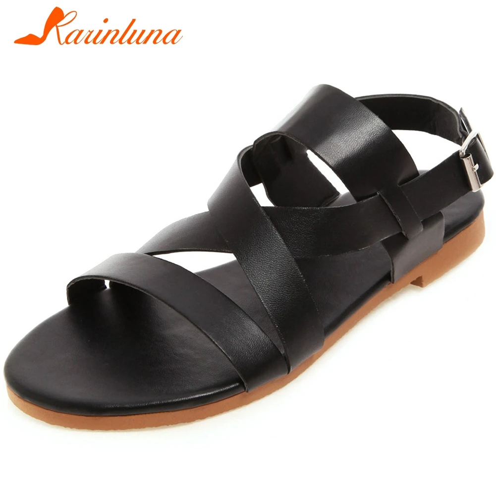 

KARINLUNA Lady Holiday Casual Low Heel Sandals Summer Comfort Light Gladiator Sandals Women Elegant Concise Flat Shoes Woman