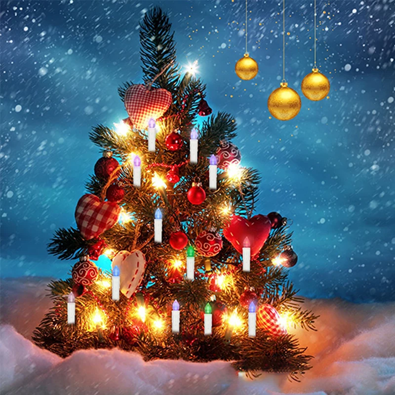 Tree Decoration LED Candles with Remote Control 6 Colors Flameless Tealights Battery Operated for Home Christmas Party Holiday