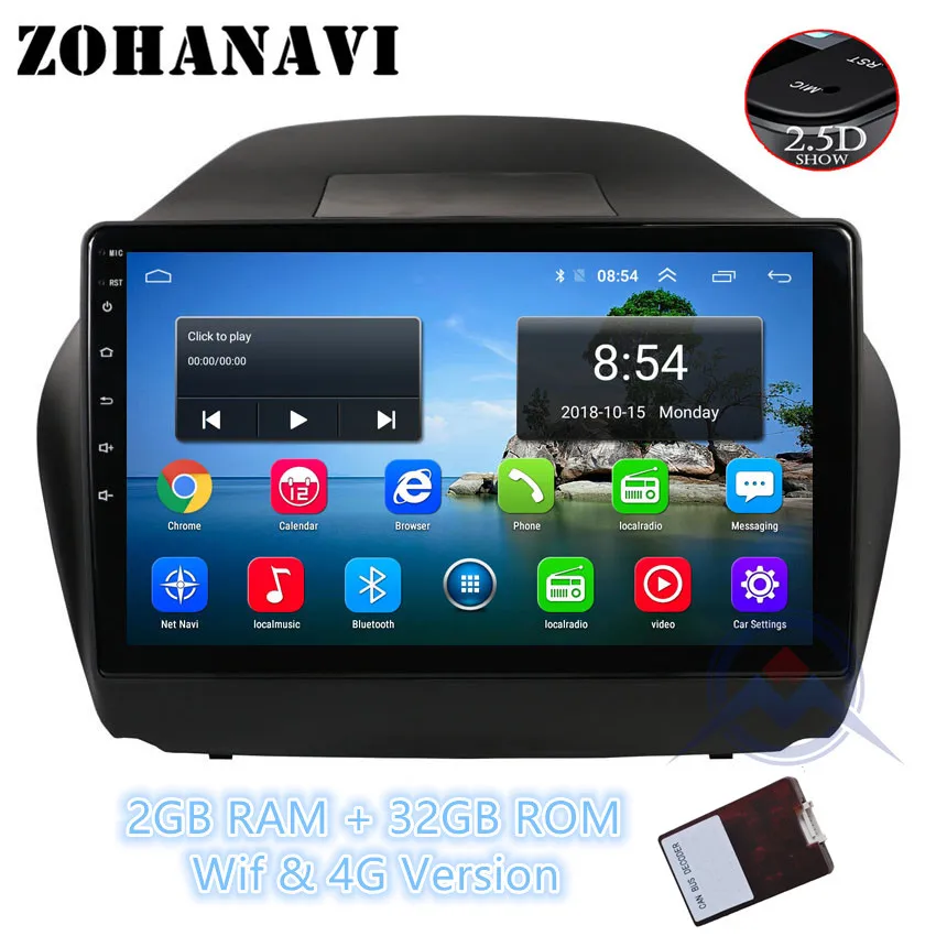 ZOHANAVI 10,2 дюймов Android 9,0 автомобильный dvd-плеер для hyundai Tucson IX35 2011- автомобильный Радио Аудио с картами - Цвет: 2G 32G  Canbus Box