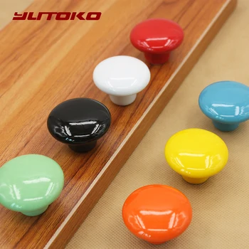 YUTOKO Round Furniture Knobs Ceramic Candy Color Drawer Knobs Cabinet Pulls Kitchen Handle Furniture Handle for Room Hardware