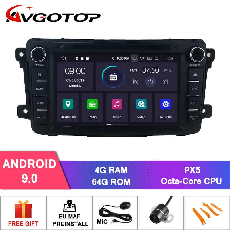 AVGOTOP 2+ 16 ГБ/4+ 64 ГБ Android 9 Bluetooth gps автомобильный проигрыватель мультимедиа для MAZDA CX9 2009 - Цвет: 4GB 64GB  RVF7660