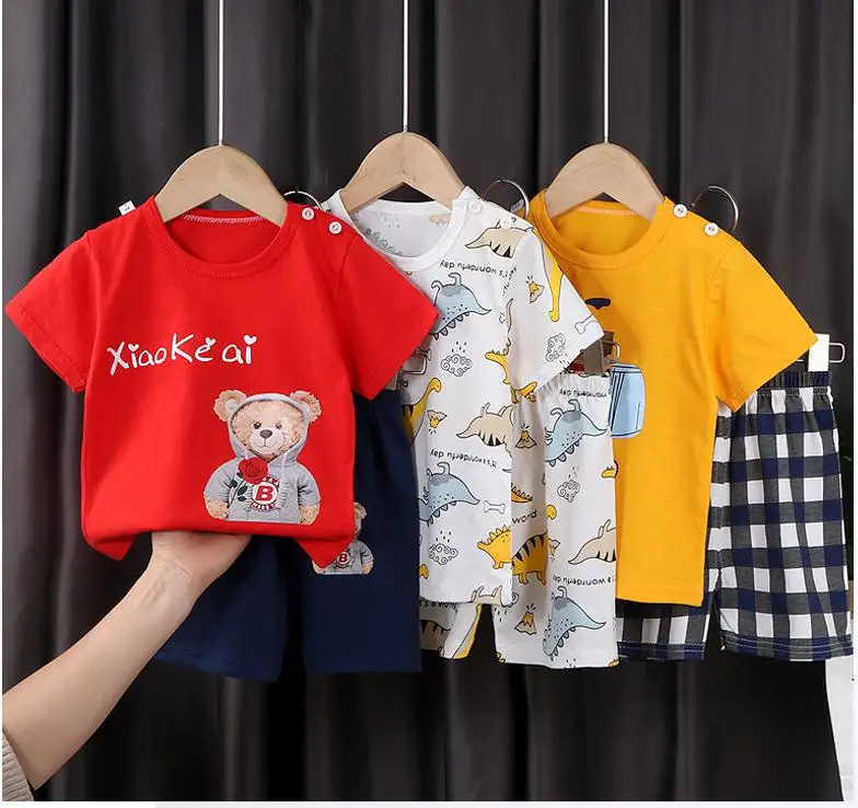 Baby Clothing Set comfotable cotton Baby Kids Pajamas Set 2pcs Clothing Suit For Infant Baby Girl Boy Short Sleeve T-shirt + Shorts Set Outfits Toddler Pijs Baby Clothing Set near me