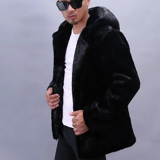 hooded Размер плюс мужской длинный искусственный мех кожаные пальто зима готический черный искусственный мех пальто винтажная Готическая утепленная куртка пальто WR761 - Цвет: hooded