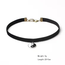 Zuowen Мода Ying Yang кожаный чокер воротник ожерелье для женщин Китай черный белый сплетни Кулон на шею Винтажные Ювелирные изделия XL896