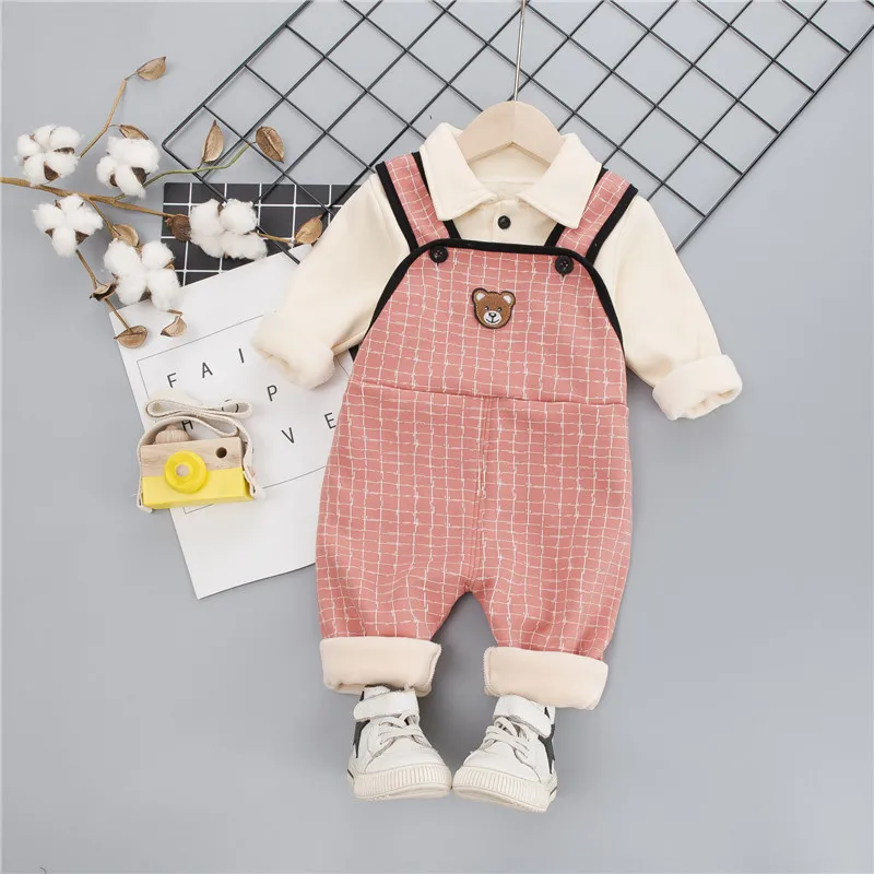 Комплект зимней одежды для мальчиков и девочек 0-4 лет, Повседневный теплый милый детский костюм с мультипликационным принтом, детская одежда, толстовка+ штаны, 2 предмета