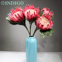 Индиго-розовый протеа cynaroides большой размер Настоящее прикосновение искусственный цветок Свадебные цветы вечерние события