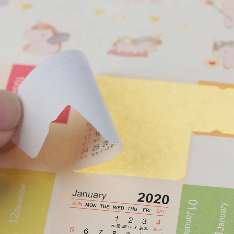 

2019 2020 diy sticker notebook office Stationery new Cartoon color calendar sticker washi scrapbook decoration planner