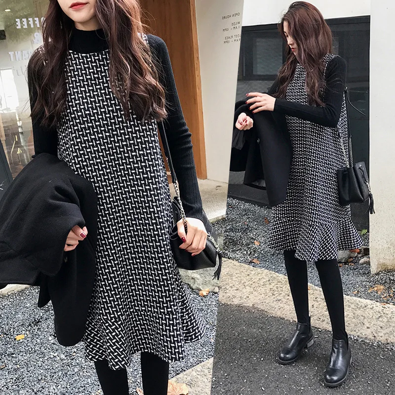 

Large Size Dress Fat Mm New Style Thousands of Birds Two-Piece Set Fishtail Skirt Cover Belly Large GIRL'S Autumn Western Style