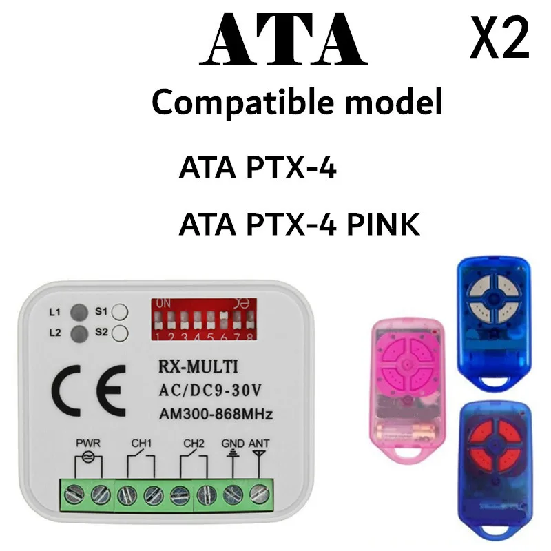 ATA PTX4 433.92 MHz remote control ATA PTX-4 rolling code Garage Gate Door Replacement Remote Control receiver universal 2 channel gate garage door remote control receiver 433mhz fixed code rolling code receiver remote control switch