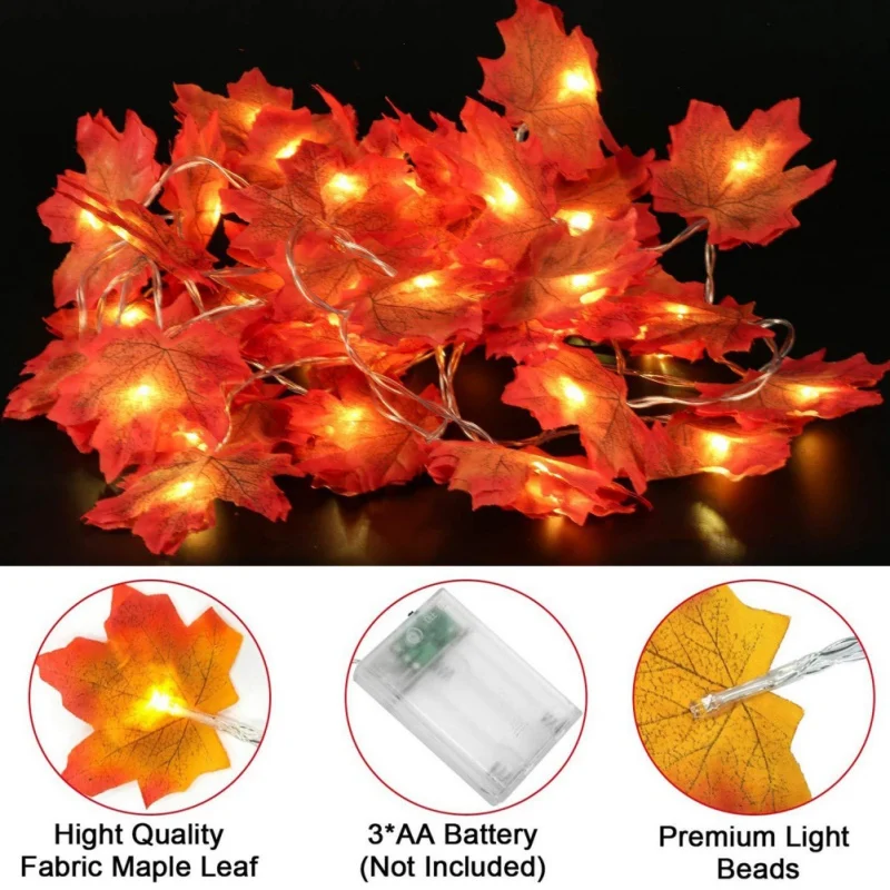 3 meter 20 light Супер искусственные кленовые листья, гирлянды, комнатные сказочные огни для Хэллоуина, Дня благодарения, осеннего урожая, сезонное украшение - Цвет: 3 meter 20 light