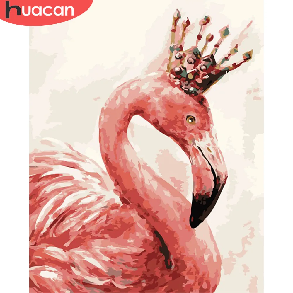 

HUACAN Oil Painting By Numbers Flamingo Animals Kits Pictures Drawing Canvas HandPainted DIY Home Decoration Gift