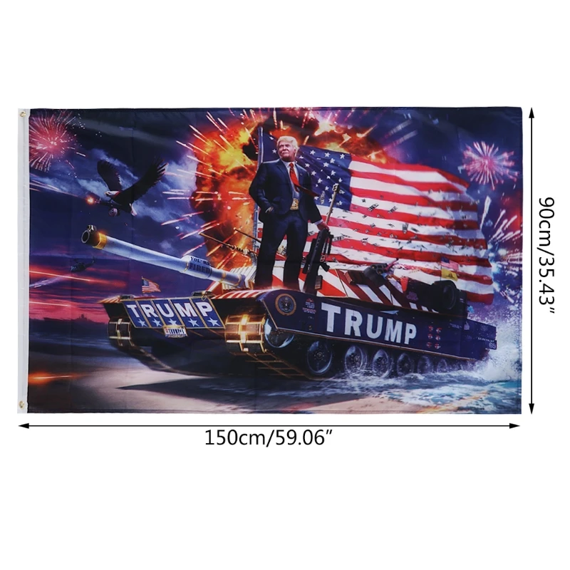 3x5 футов цифровая печать Дональд Трамп на танке флаг баннер с люверсами D08D