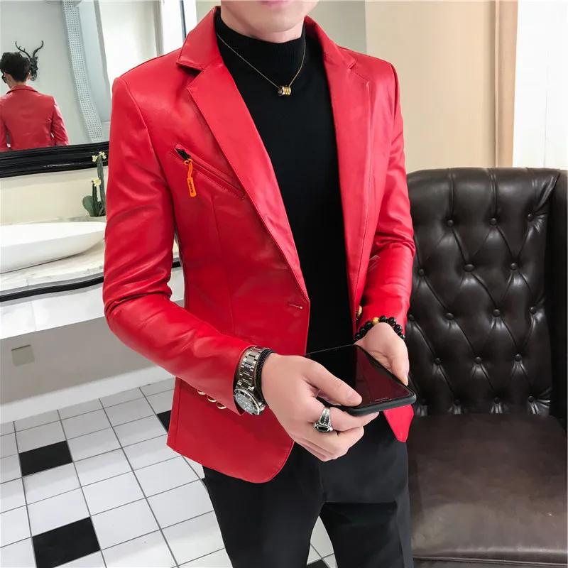 2020 Autumn Men Black Fashion Designer Jackets Blazer Homme Club Outfit Leather Jacket Mens Coat | Мужская одежда