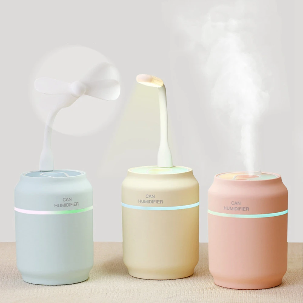 

mini air humidifier 200ml usb essential oil diffuser car aromatherapy diffuser humidifier with a small fan and LED night light