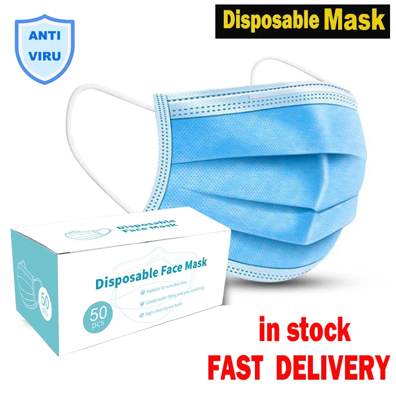 

Face Dust Masks Respirator Mouth Cover Mask Face Masks Air Pollution 3 Ply Anti Virus Mask Disposable Earloop Salon Masks