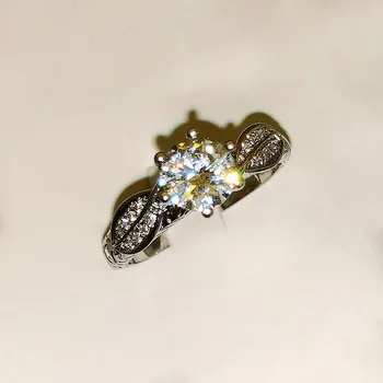 

Classic Six-Claw Zircon Ring Leaf Engagement Ring Elegant Temperament Ladies Jewelry Delicate Fashion Jewelry Gift Free Shipping