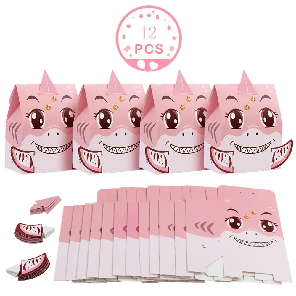 Pink Shark Теплая бумажная Подарочная коробка, упаковка для детского душа, коробка для конфет, свадебные сувениры и подарок для гостей, для мальчиков и девочек, украшения для вечеринки на день рождения - Цвет: Pink Shark
