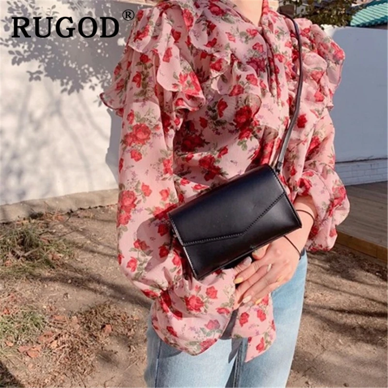 RUGOD шикарное женское платье с принтом элегантные расширяющиеся к низу рукава офисные женские рубашки модные летние шифоновые блузки и Топы женские
