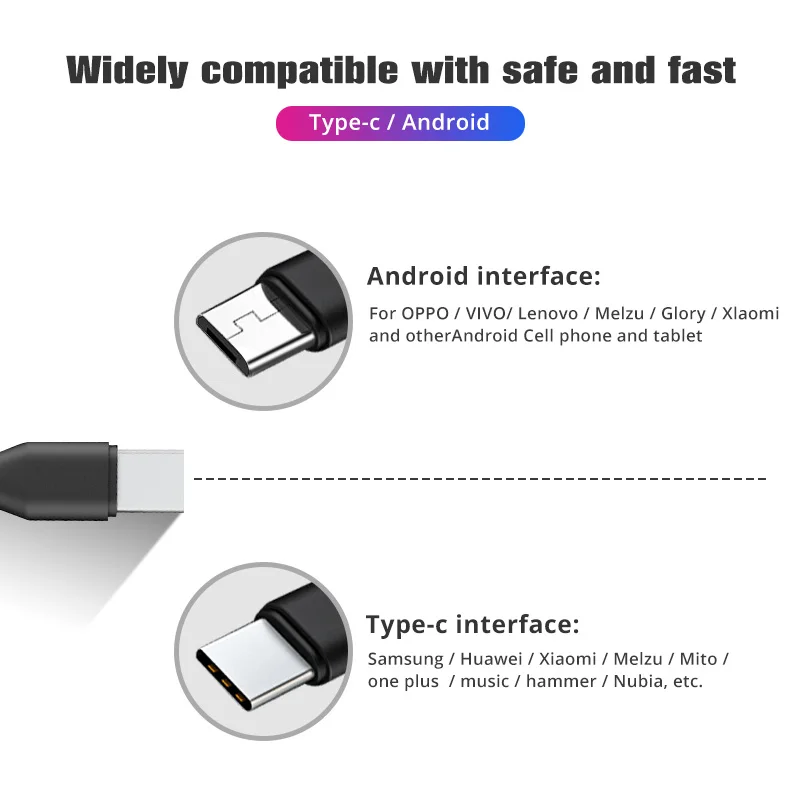 FONKEN 2 в 1 микро USB Тип Кабеля C зарядный кабель 0,25 м короткие мобильный телефон кабель с 2 портами (стандарт сплиттер Кабель Microusb для быстрой за... ► Фото 3/6