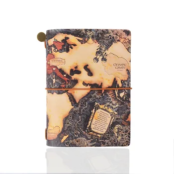 

Retro Traveler Notebook Planner World Map Genuine Leather Daily Business Journal Agenda Organizer Planner Note books 3 Size