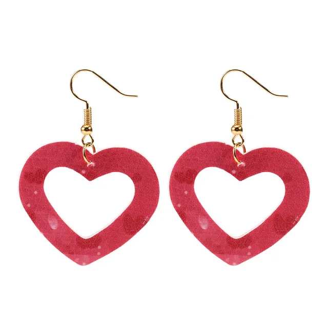 Love Heart Pendant Hollow Pu Leather Earrings New Dangle Earrings for women Valentine's Day Gift Wholesale valentine earrings T2194RD55