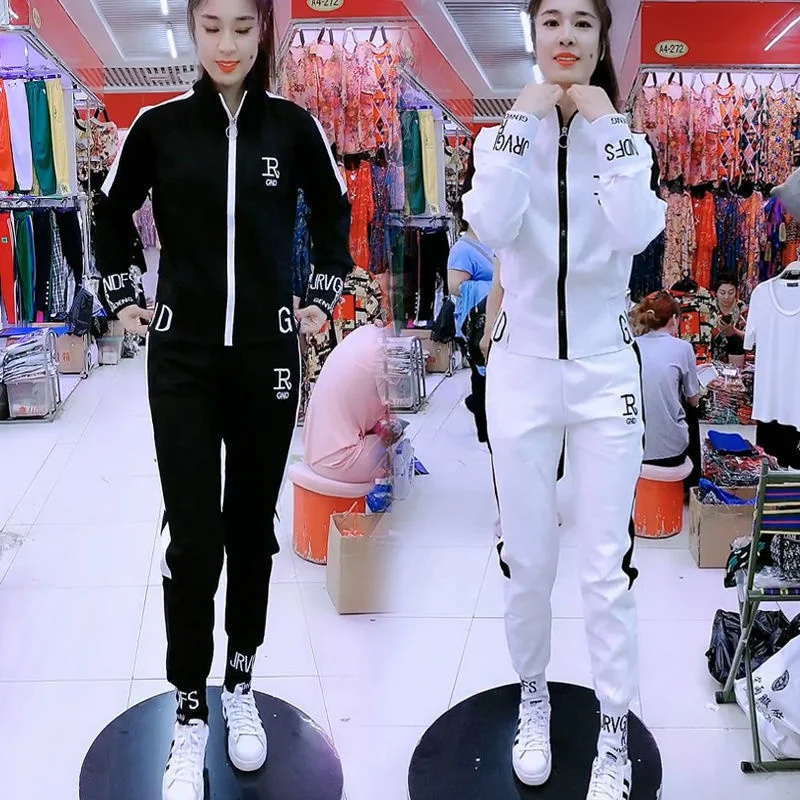

Женская спортивная одежда, комплект из двух предметов, весна-осень, новинка, повседневный Модный корейский тонкий пиджак с длинным рукавом и брюки, костюм для женщин