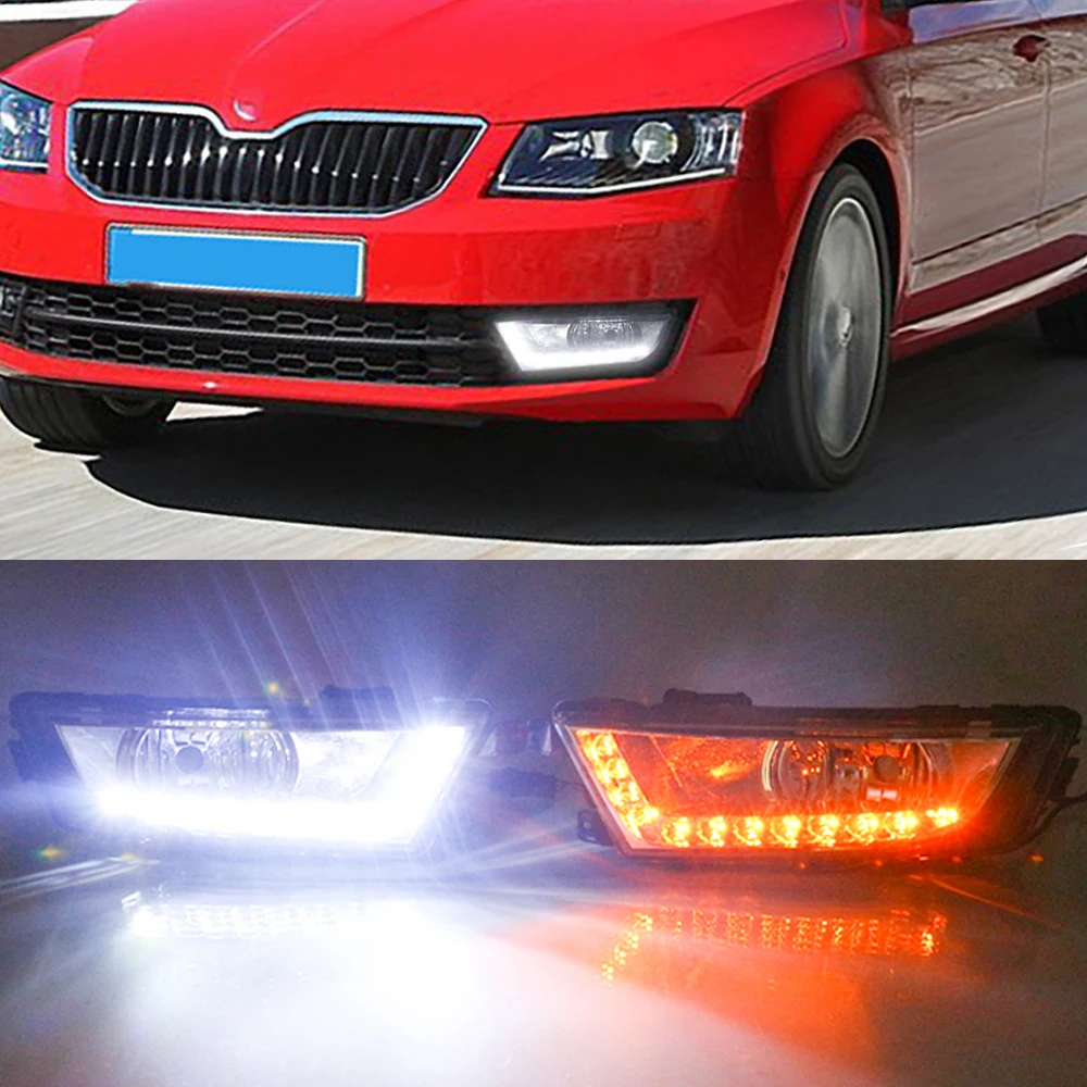 Автомобильный мигающий светодиодный дневной свет для Skoda Octavia A7 MK3 2014 2015 2016 ные