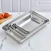 Durable 304 Stainless Steel Food Storage Tray Rectangle Pan Buffet Plates Cake Bread Bakeware Kitchen Organizer Dish 5