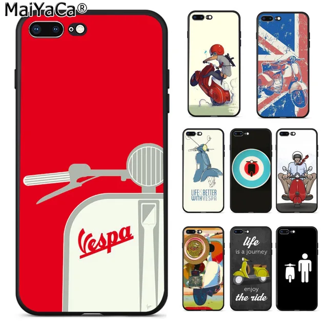 MaiYaCa скутер Vespa для iPhone 4S 5C 5S 6 S 7 8 Plus X XR XS MAX 11 Por samsung черный мягкий чехол телефона