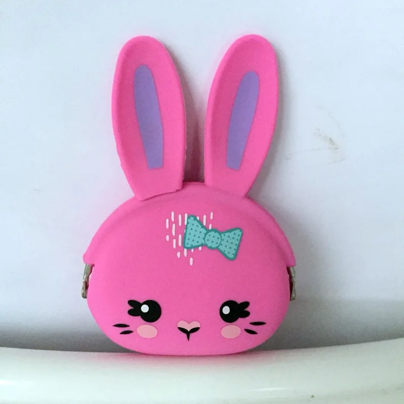 Кошелек для монет, зеленый, силиконовый, с мультяшной пряжкой, мягкий, милый, свежий, маленький кошелек, сумка для ключей, сумка для монет, кошелек для маленьких девочек, красивый кошелек - Цвет: Rose red rabbit