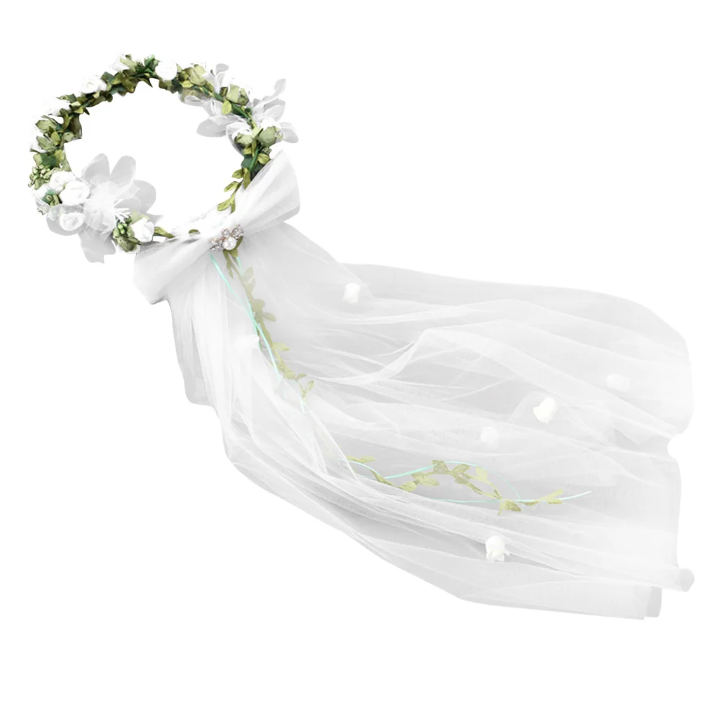 1 шт., с кружевами, с вуалью, декоративная вуаль для невесты двойной Слои вуаль цветок Гирлянда гирлянда из вуали для девочек, женщин обувь для невесты