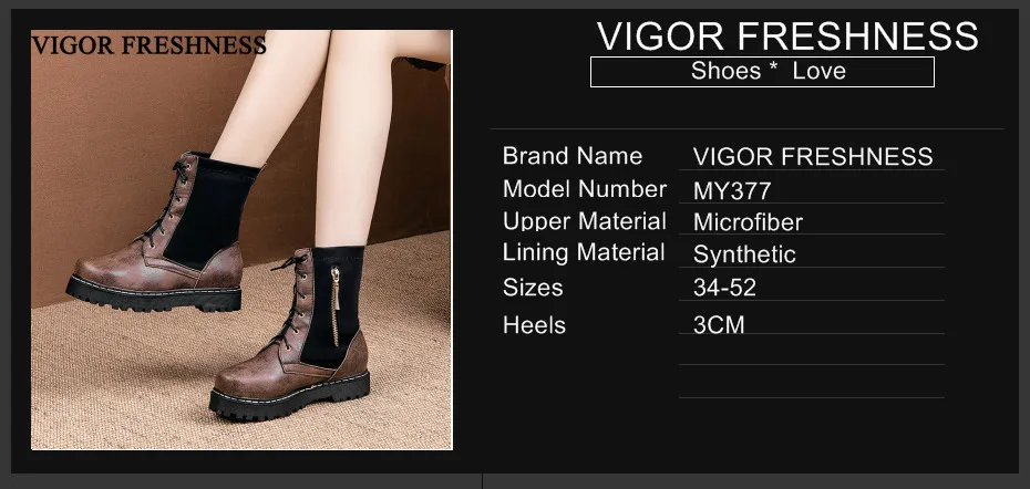 VIGOR/ботинки для свежести; зимняя женская обувь; ботильоны; женские полусапожки; Осенняя обувь; женская обувь; большие размеры 49, 50; MY377