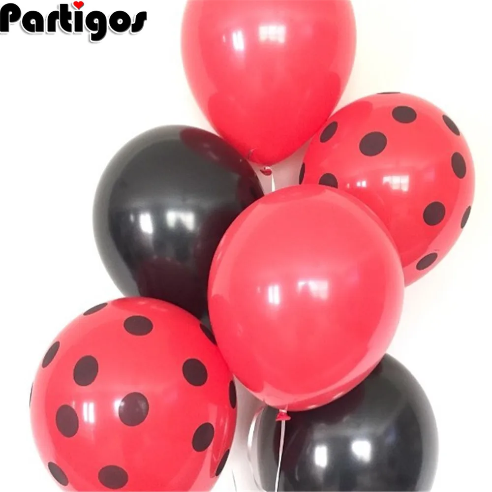 

30pcs 12inch Red Black Polka Dot Lady bug Latex Balloon Mickey Mouse Theme Birthday Party Wedding Decorations Baby Shower Supply